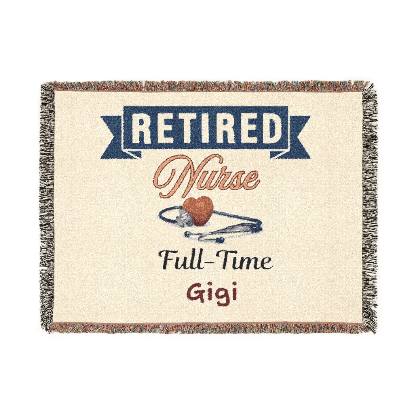 Personalized Retirement Blanket, Woven Cotton Throw, Coworker Gift, Officially Retired Banner