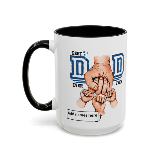 Best Dad Ever 3-kids Accent Coffee Mug | Father's Day Gift, Dad Mug, Coffee Lover Gift, Family Appreciation, Unique Drinking Cup