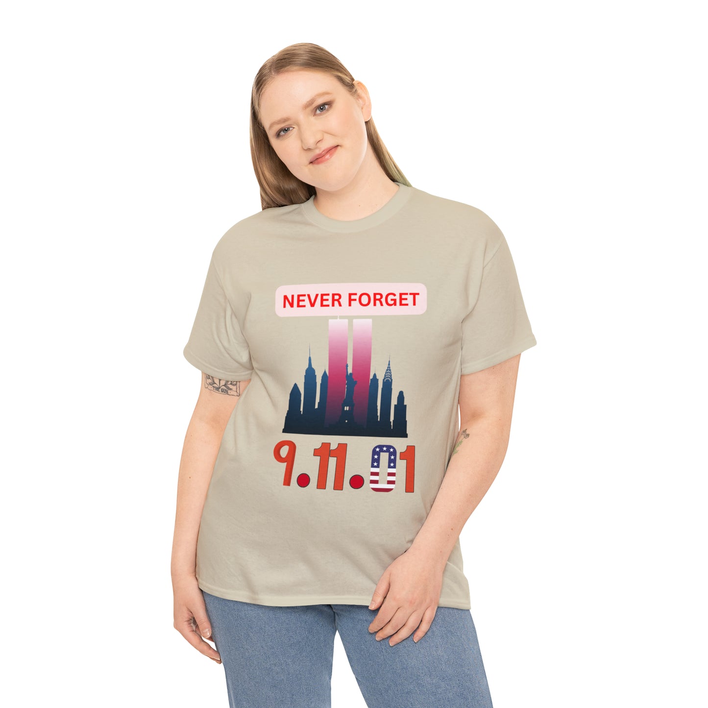 Unisex Heavy Cotton Tee- Never Forget 9/11/01