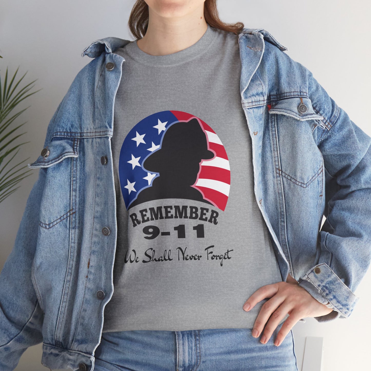 We Shall Never Forget 9/11 T-shirt, Unisex Heavy Cotton Tee, Veteran T-Shirt, Patriot Day Gift, Patriotic Shirt, D-Day Shirt, Twin Towers Tee