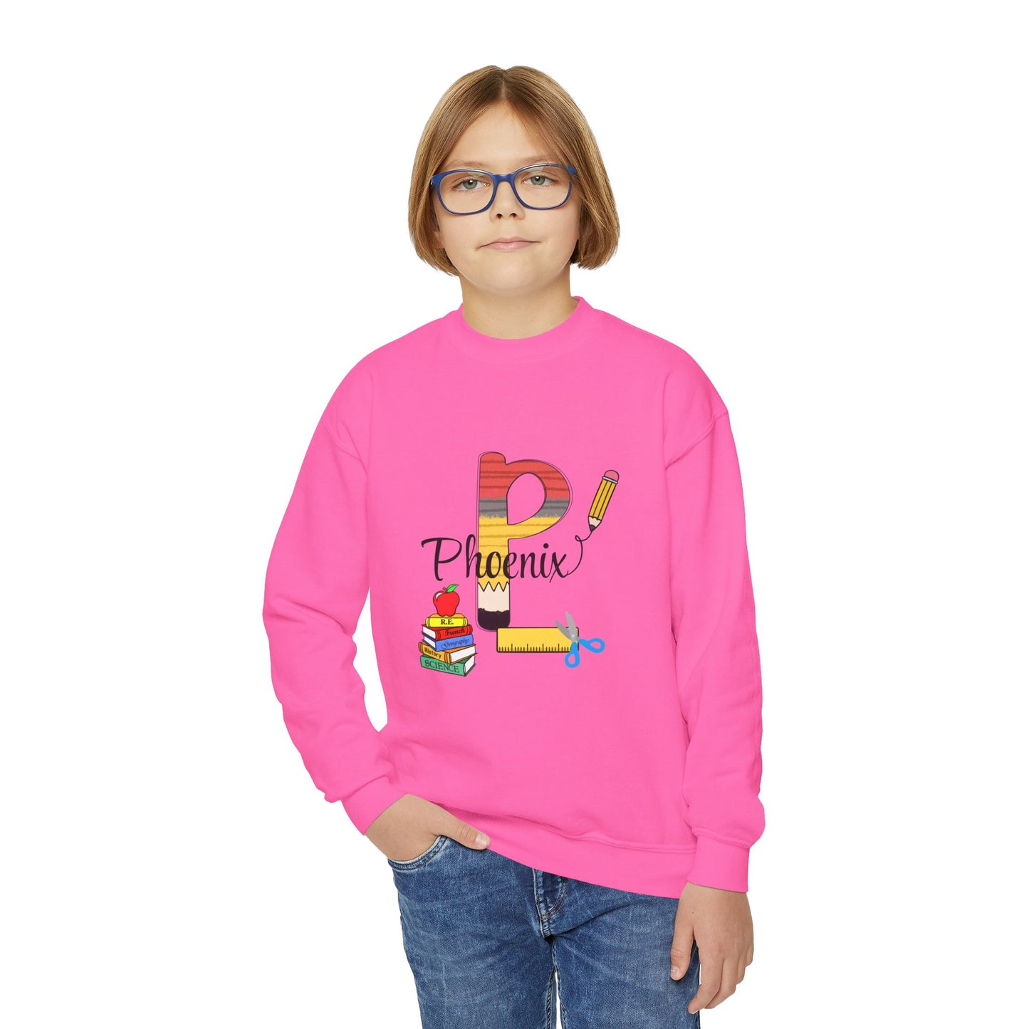 Custom name unisex alphabet sweatshirt for youth, toddlers & adults. Toddler and preschool gift, First Day Of School, fun shirt for youth