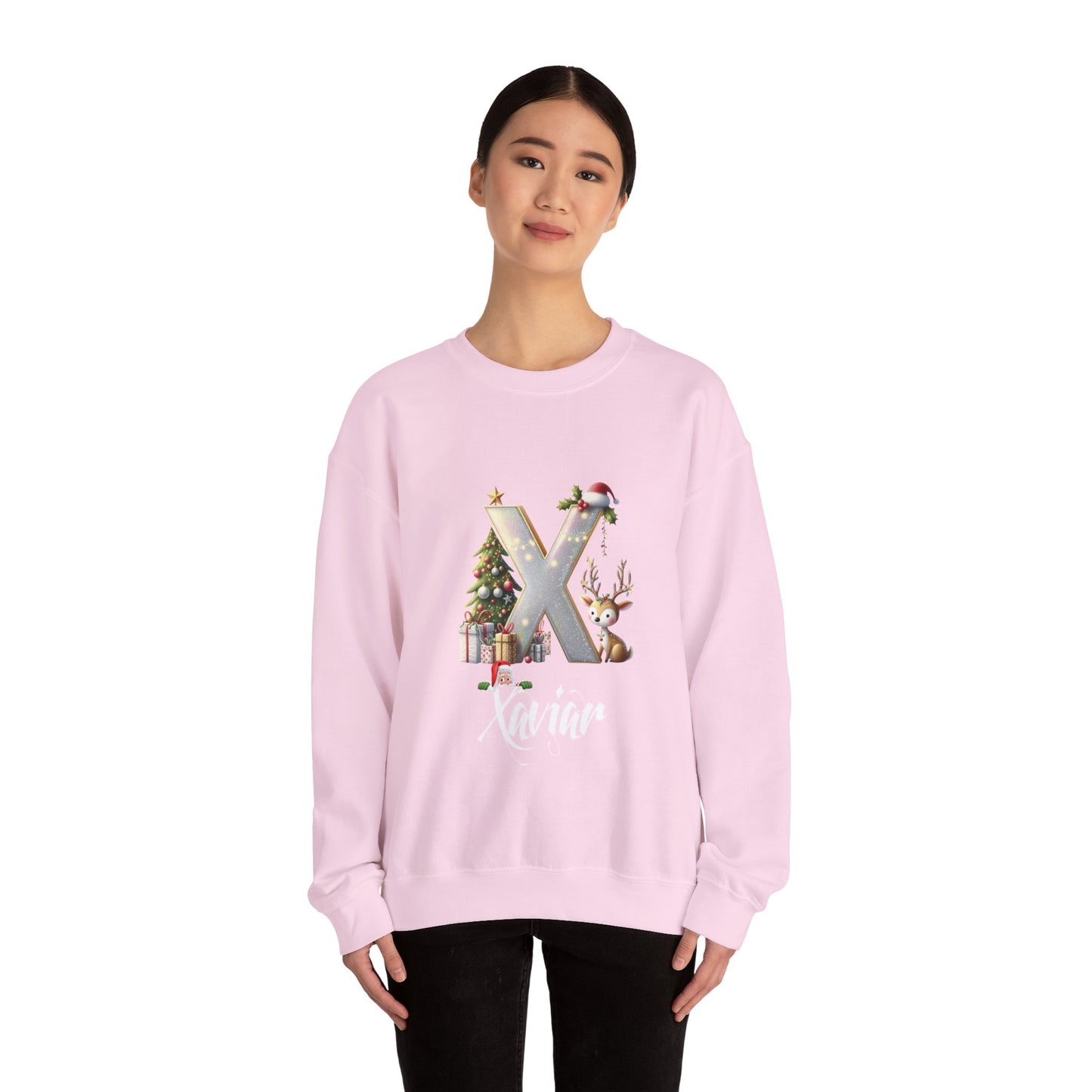 Custom Christmas Alphabet Matching Family Sweatshirt, Personalized Xmas Sweater Christmas Alphabet Gifts Family Reunion Christmas Sweatshirt
