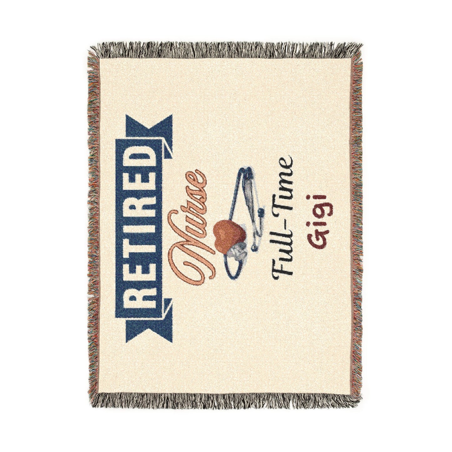 Personalized Retirement Blanket, Woven Cotton Throw, Coworker Gift, Officially Retired Banner