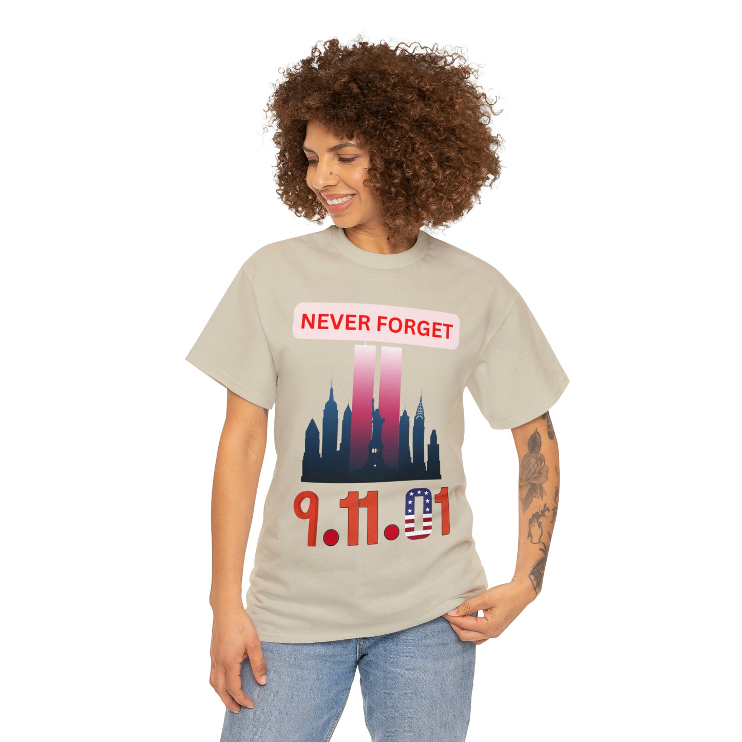 Unisex Heavy Cotton Tee- Never Forget 9/11