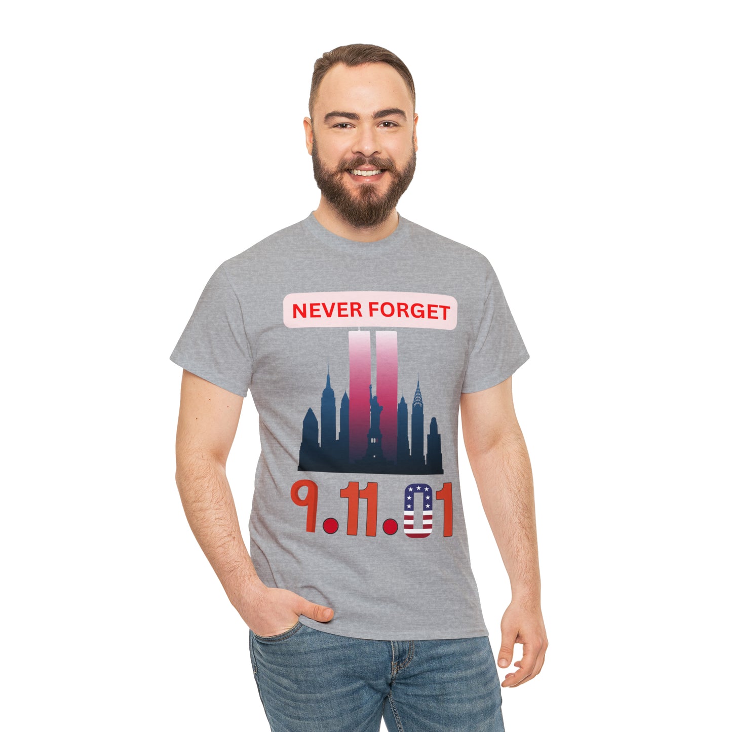 Unisex Heavy Cotton Tee- Never Forget 9/11