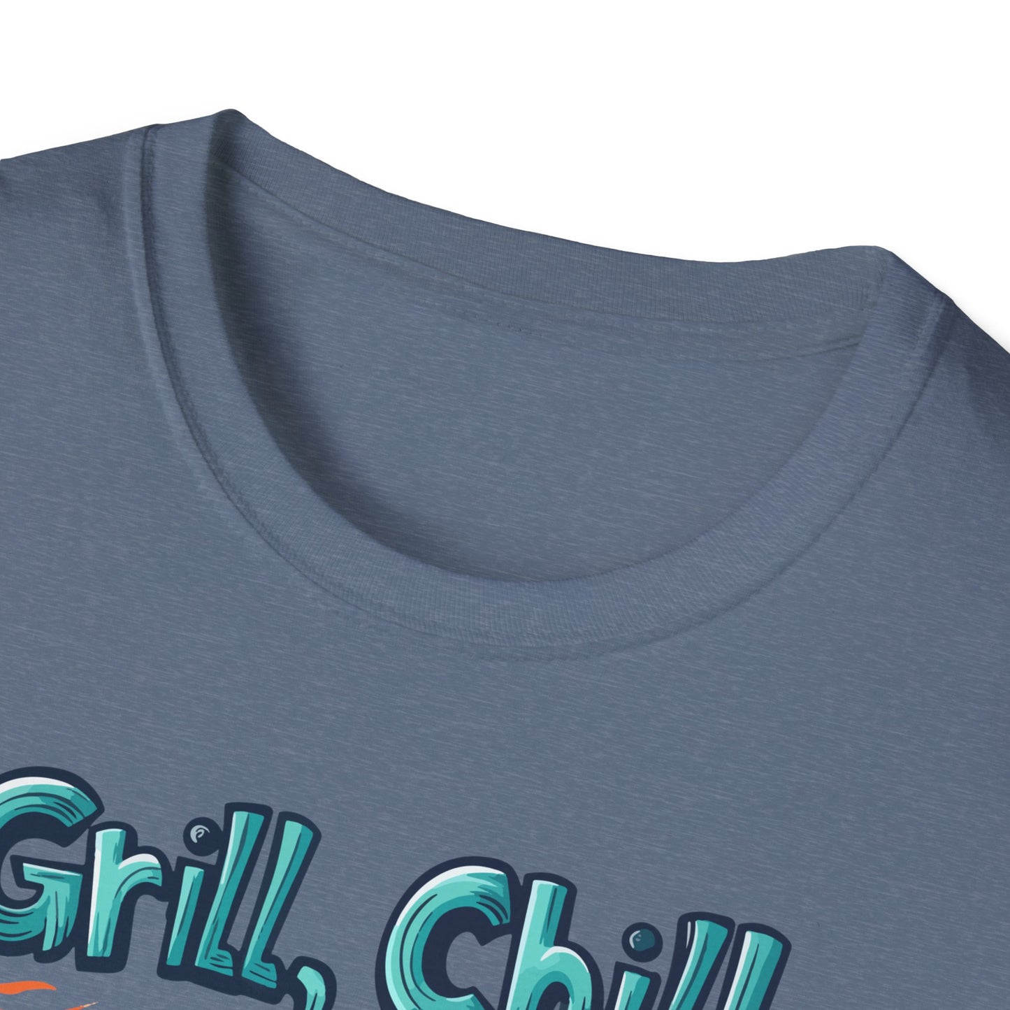 Grill, Chill With Coffee T-Shirt | Father's Day Gift | Unisex Tee for Dads | Comfortable Casual Wear | Gift for Dad | Fire Theme