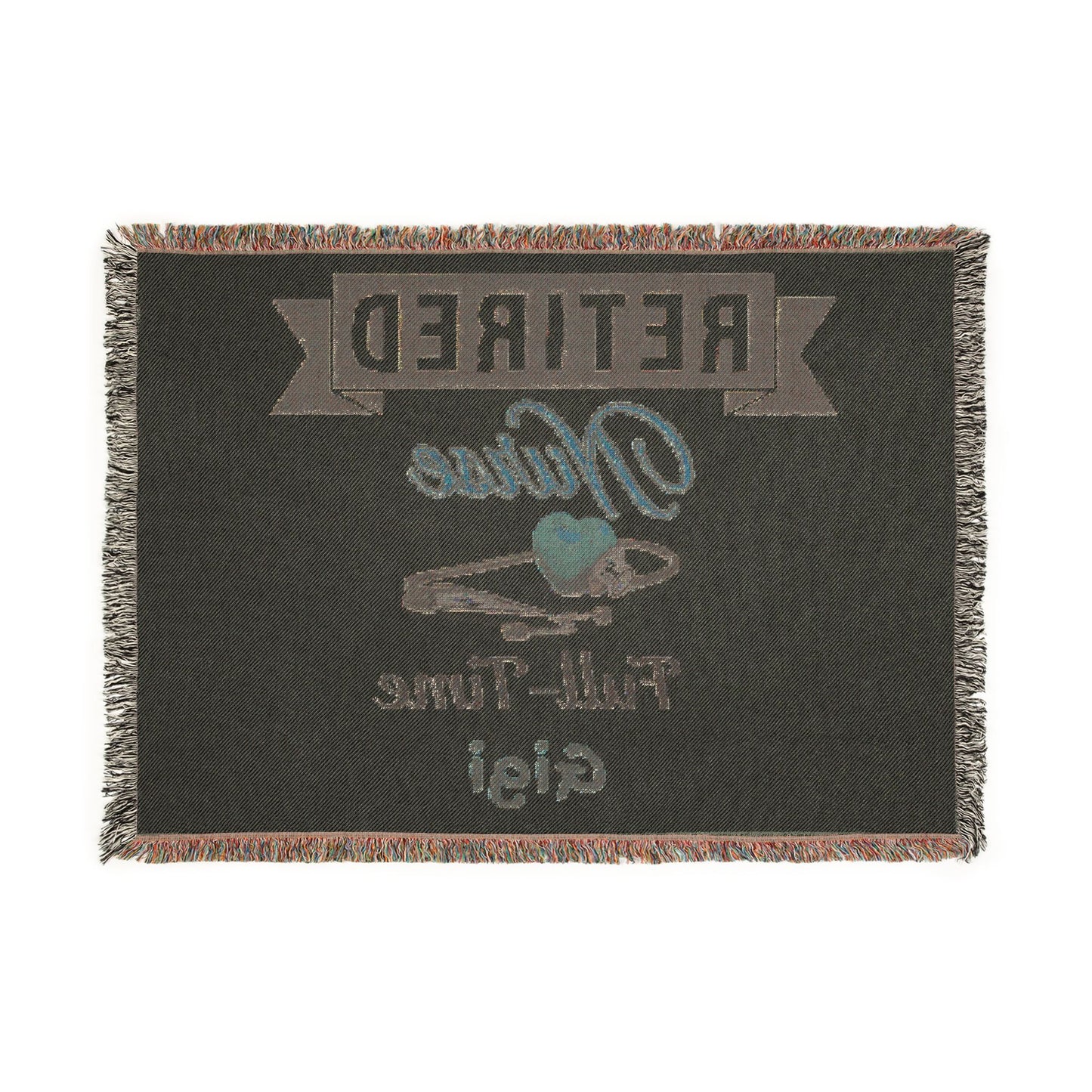 Personalized Retirement Blanket, Woven Cotton Throw, Coworker Gift, Officially Retired Banner