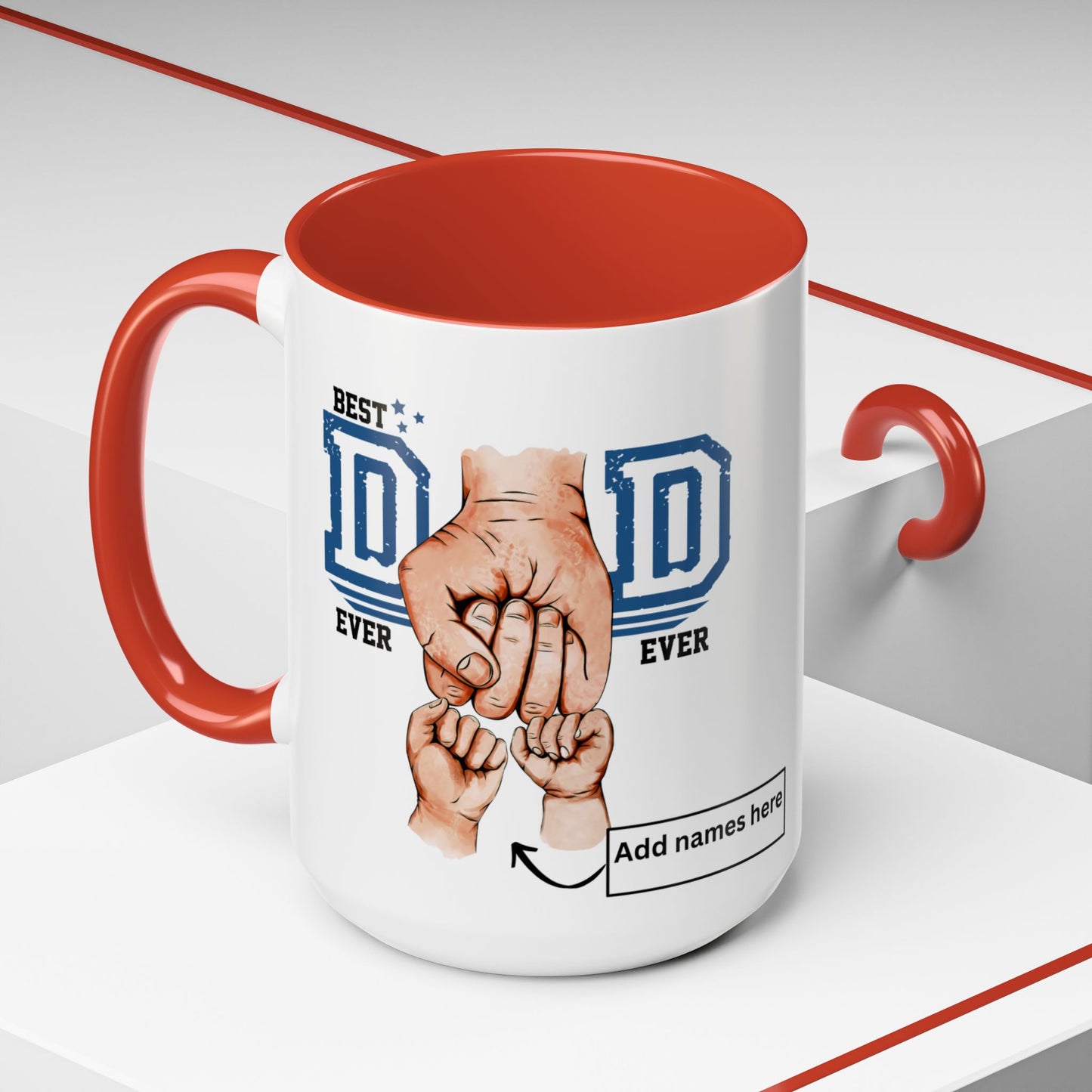 Best Dad Ever 2-kids Accent Coffee Mug | Father's Day Gift, Dad Mug, Coffee Lover Gift, Family Appreciation, Unique Drinking Cup