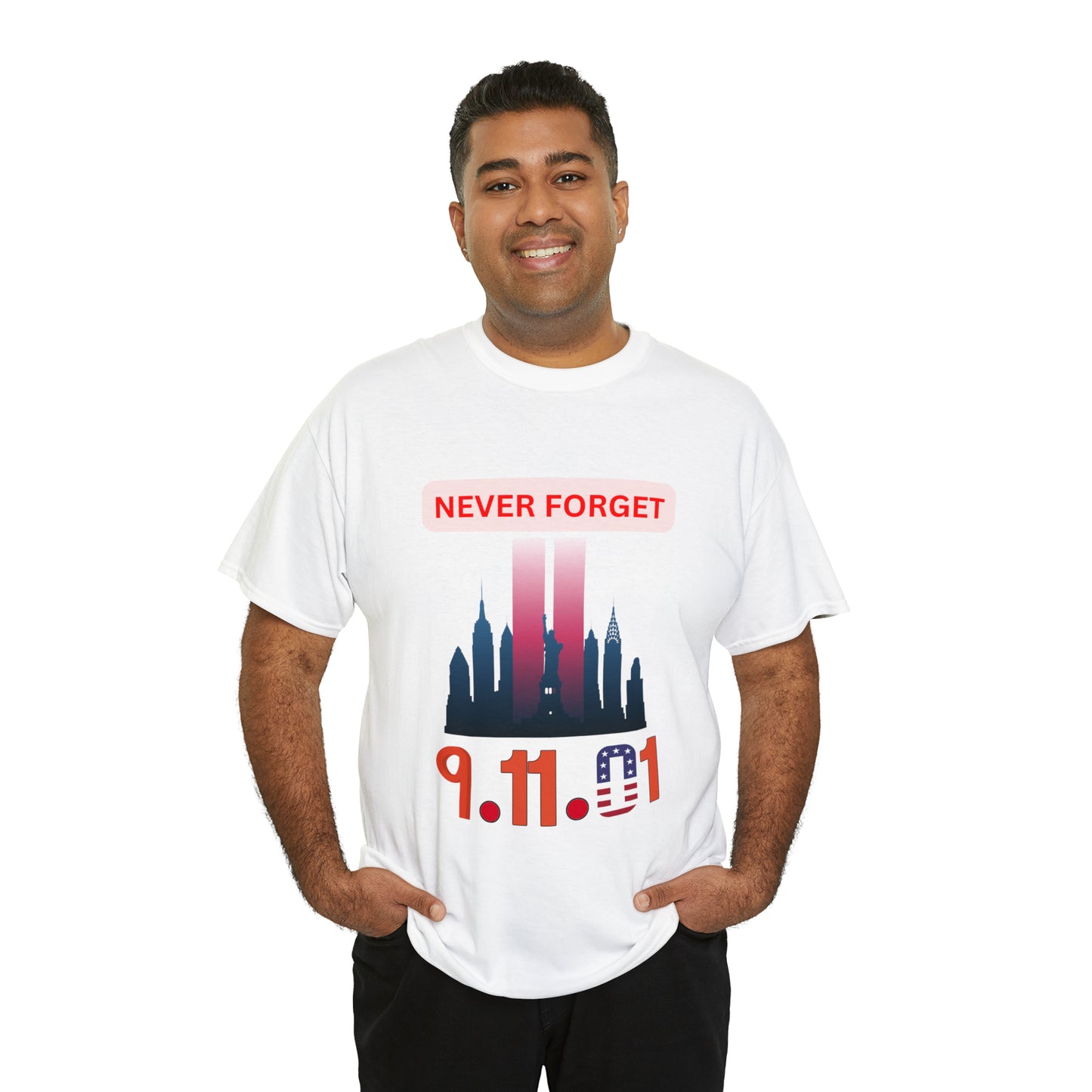 Unisex Heavy Cotton Tee- Never Forget 9/11/01