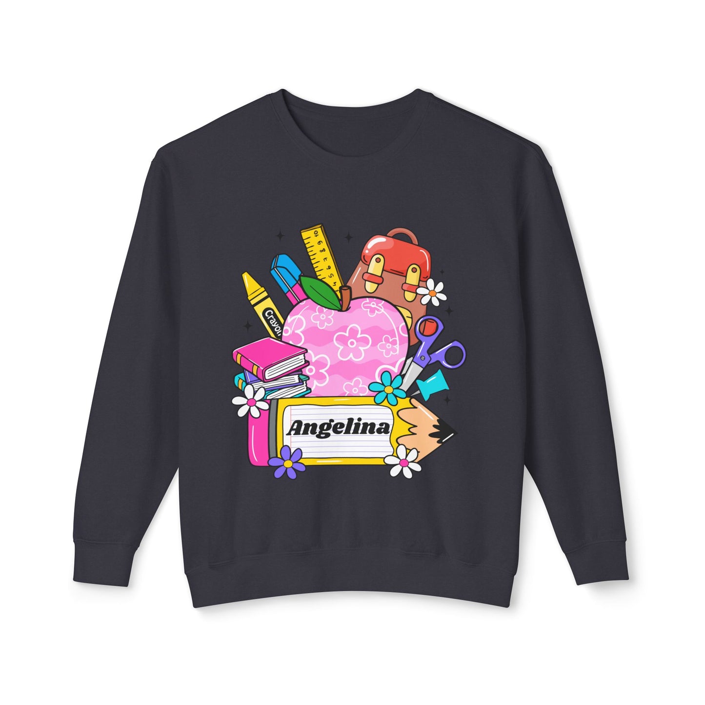 Custom name unisex alphabet sweatshirt for youth, toddlers & adults. Toddler and preschool gift, First Day Of School, fun shirt for youth