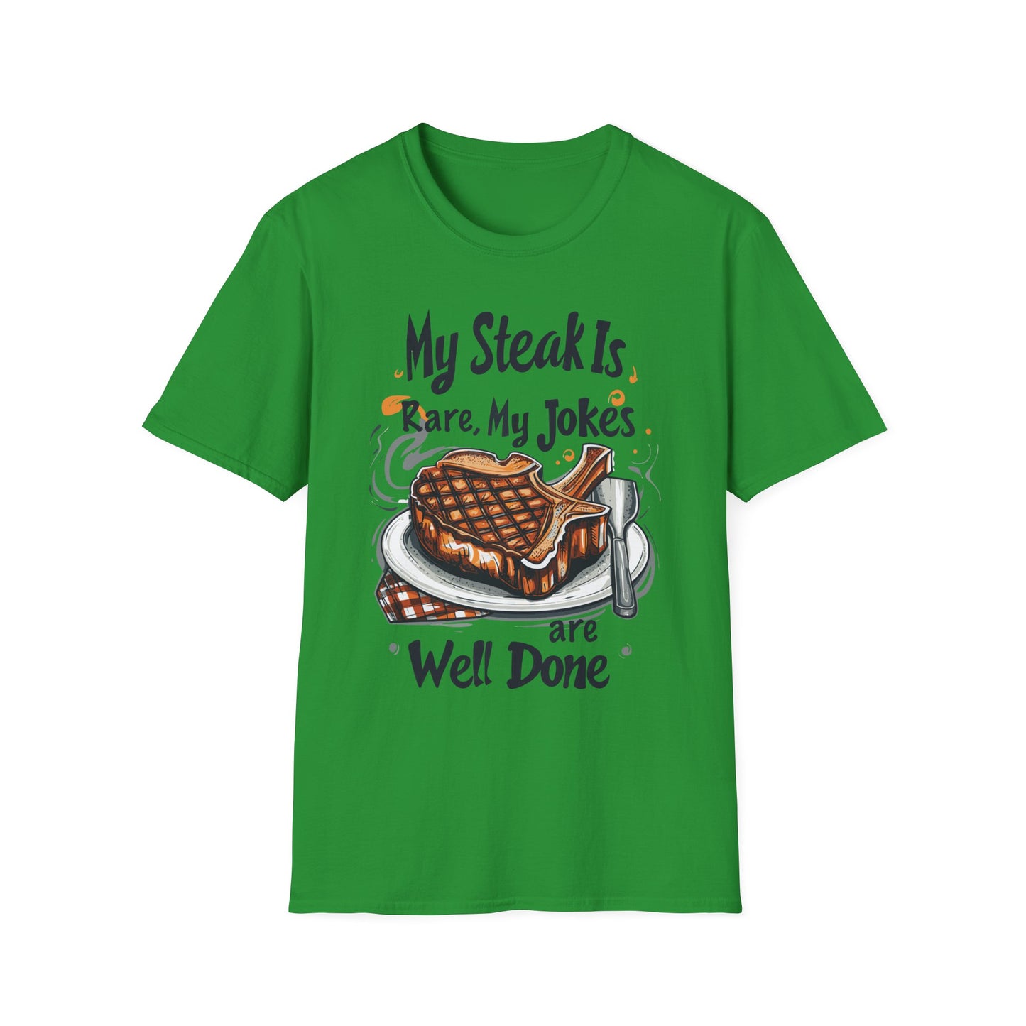 My Steak is Rare My Jokes Well Done T-Shirt | Father's Day Gift | Unisex Tee for Dads | Comfortable Casual Wear | Gift for Dad | Fire Theme