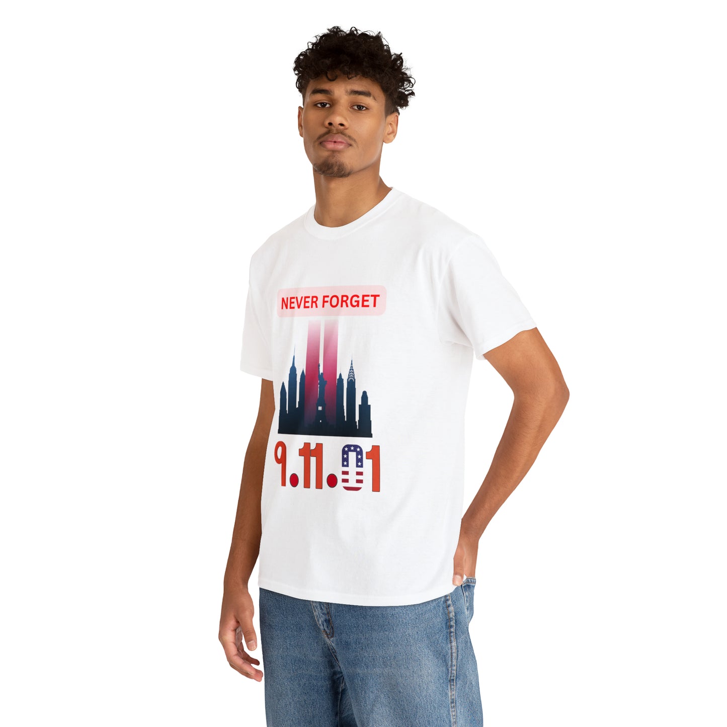 Unisex Heavy Cotton Tee- Never Forget 9/11/01