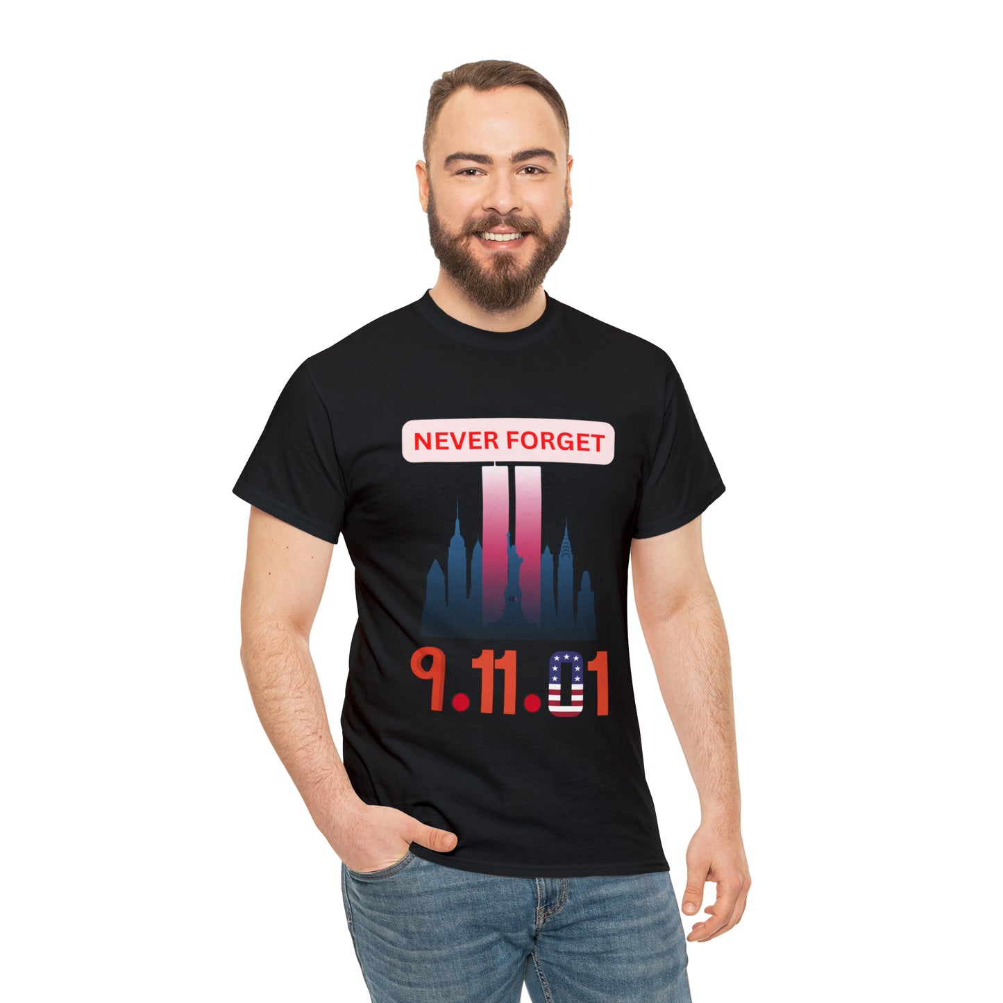 Unisex Heavy Cotton Tee- Never Forget 9/11/01