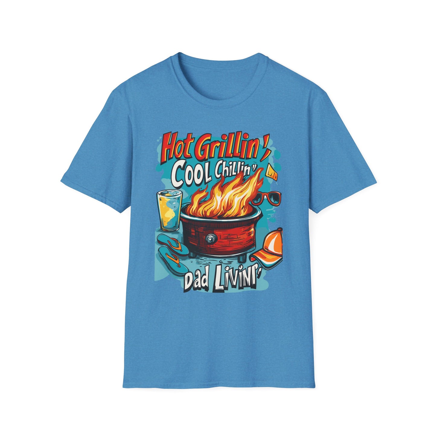 Hot Grillin Cool Chillin Cool Dad T-Shirt | Father's Day Gift | Unisex Tee for Dads | Comfortable Casual Wear | Gift for Dad | Fire Theme