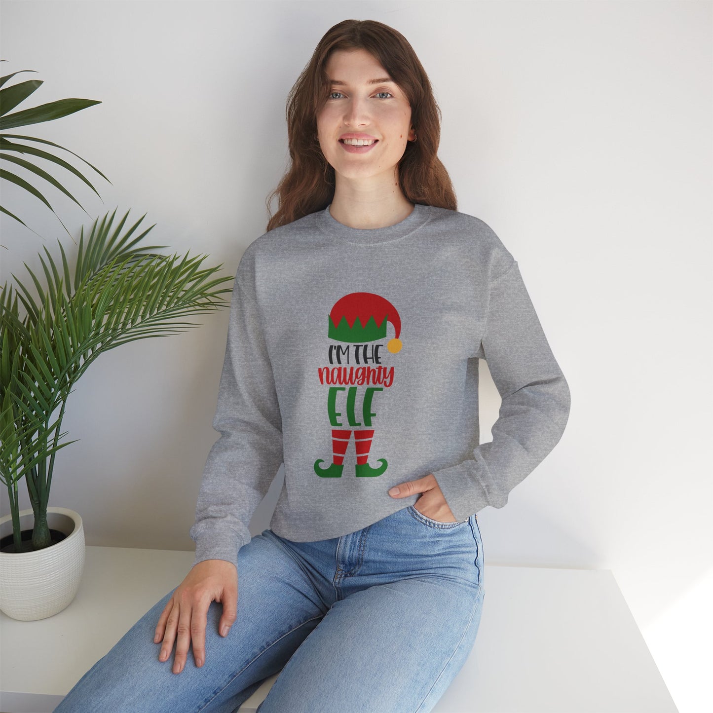 I'm the Naughty Elf Unisex Heavy Blend Crewneck Sweatshirt, Funny T-shirt, Christmas Shirt, Christmas Slogan Shirts, Christmas Sweater, Santa Shirt