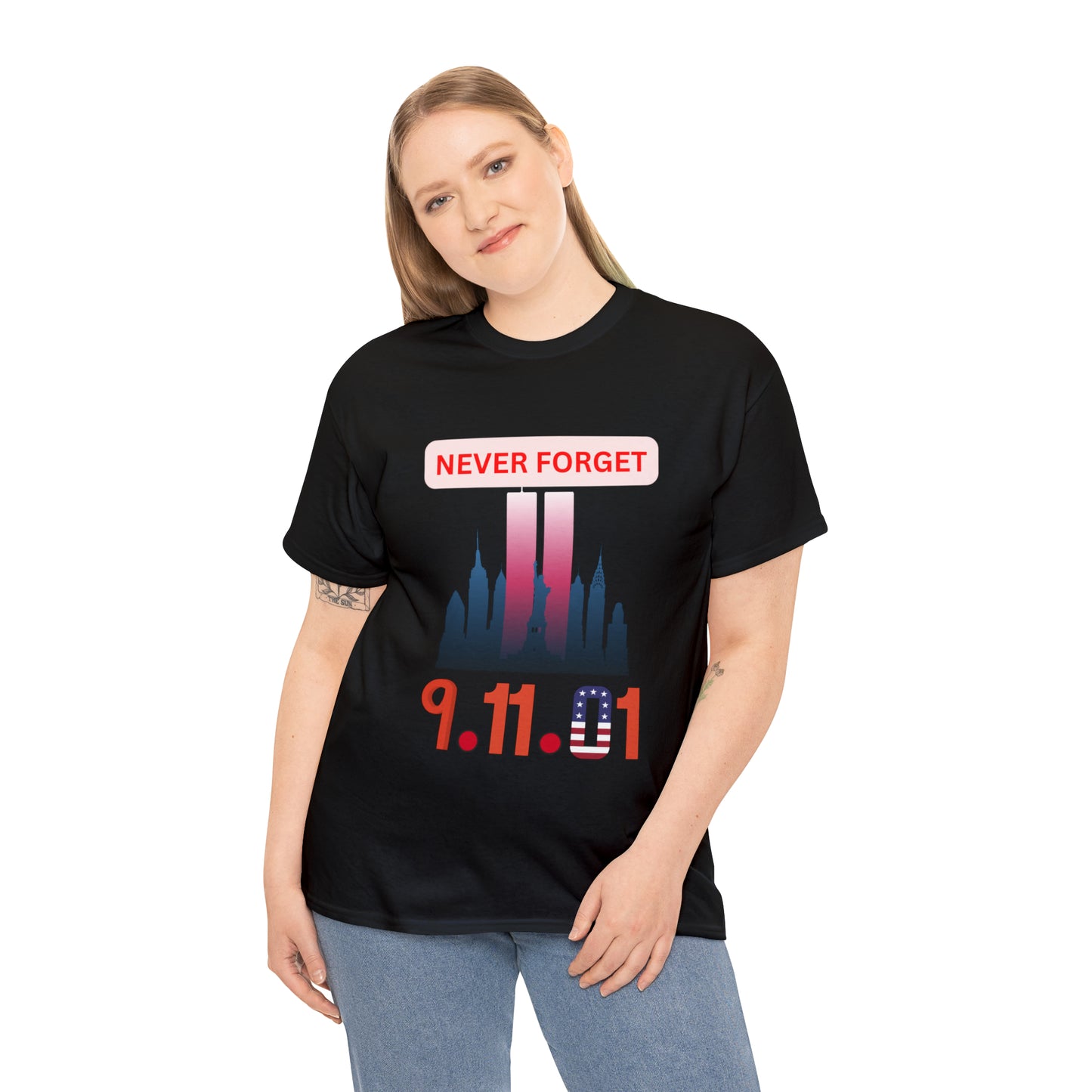 Unisex Heavy Cotton Tee- Never Forget 9/11/01