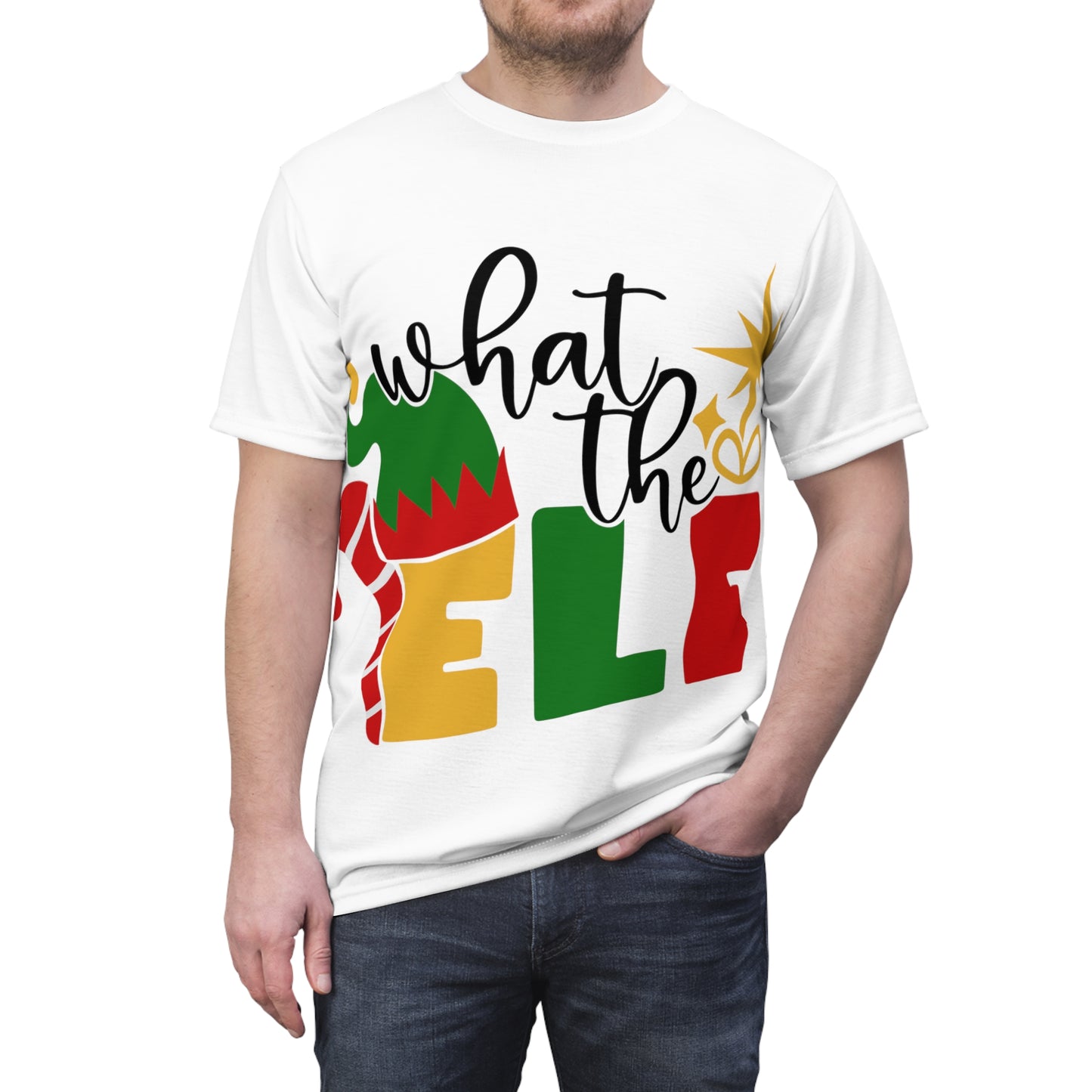 What the Elf Unisex Cut & Sew Tee (AOP)