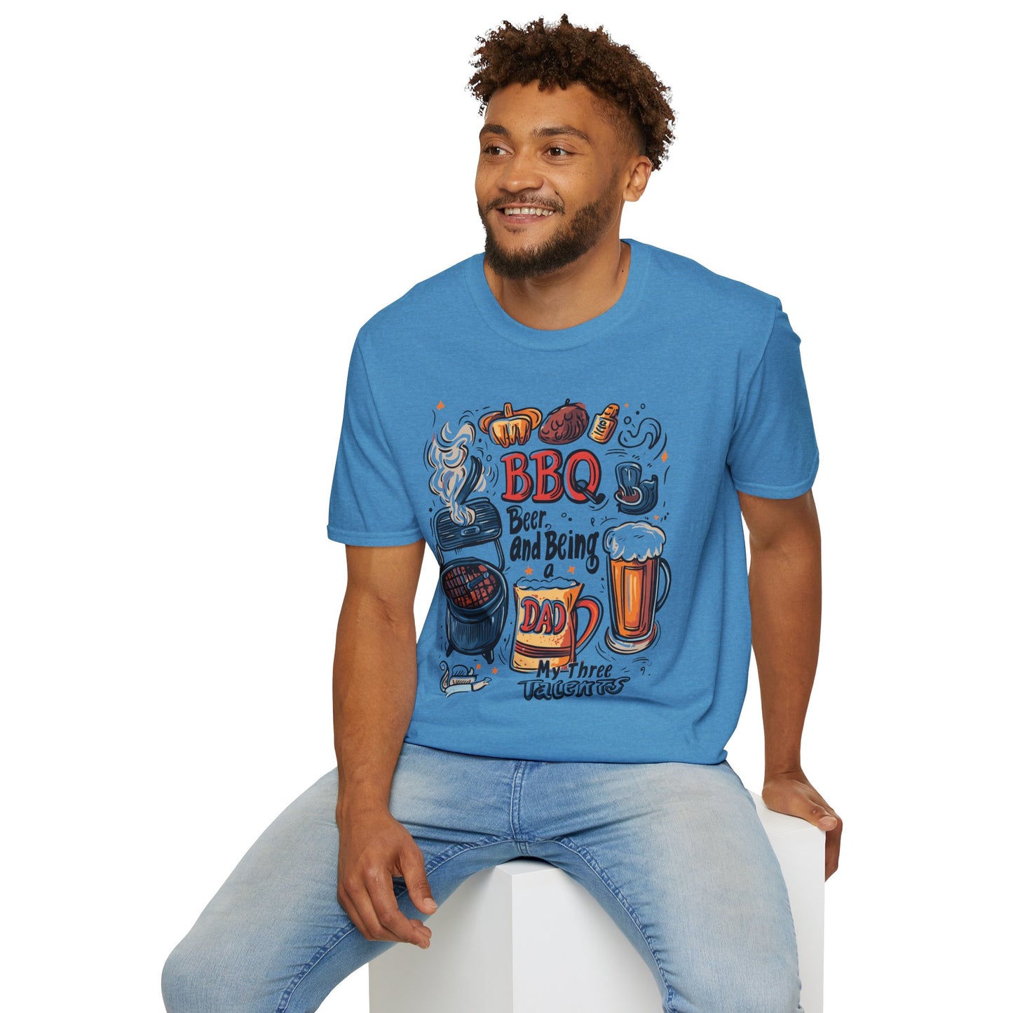 BBQ Beer and Being A Dad T-Shirt | Father's Day Gift | Unisex Tee for Dads | Comfortable Casual Wear | Gift for Dad | Fire Theme