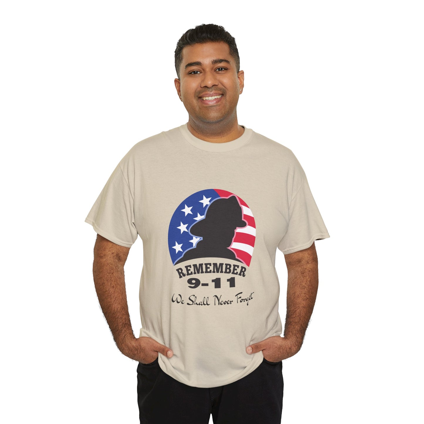 We Shall Never Forget 9/11 T-shirt, Unisex Heavy Cotton Tee, Veteran T-Shirt, Patriot Day Gift, Patriotic Shirt, D-Day Shirt, Twin Towers Tee