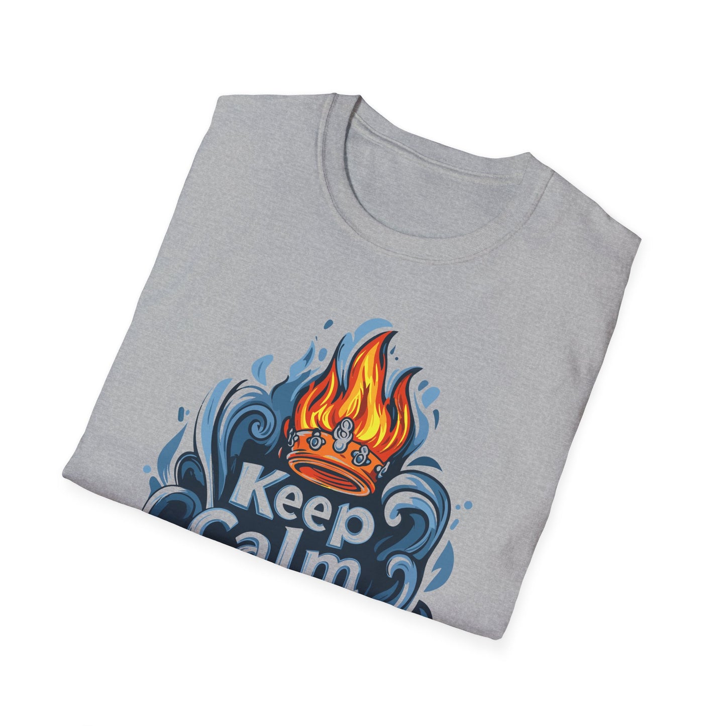 Keep Calm and Grill On T-Shirt | Father's Day Gift | Unisex Tee for Dads | Comfortable Casual Wear | Gift for Dad | Fire Theme