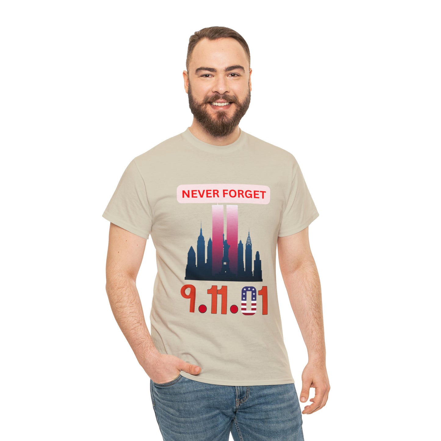 Unisex Heavy Cotton Tee- Never Forget 9/11/01