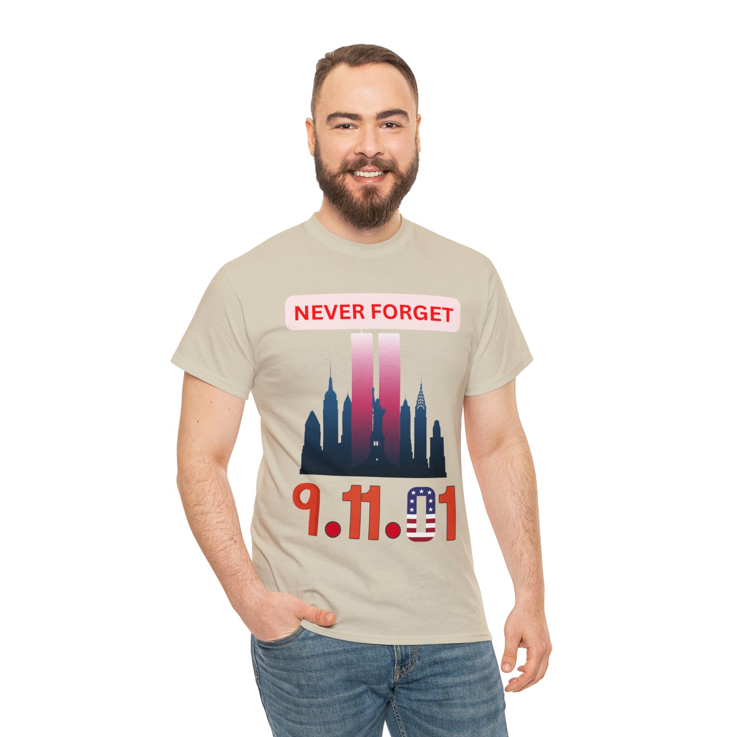 Unisex Heavy Cotton Tee- Never Forget 9/11