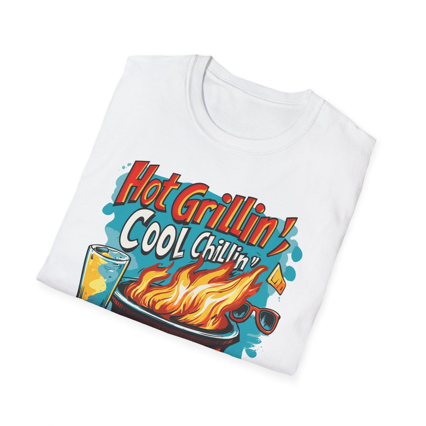 Hot Grillin Cool Chillin Cool Dad T-Shirt | Father's Day Gift | Unisex Tee for Dads | Comfortable Casual Wear | Gift for Dad | Fire Theme