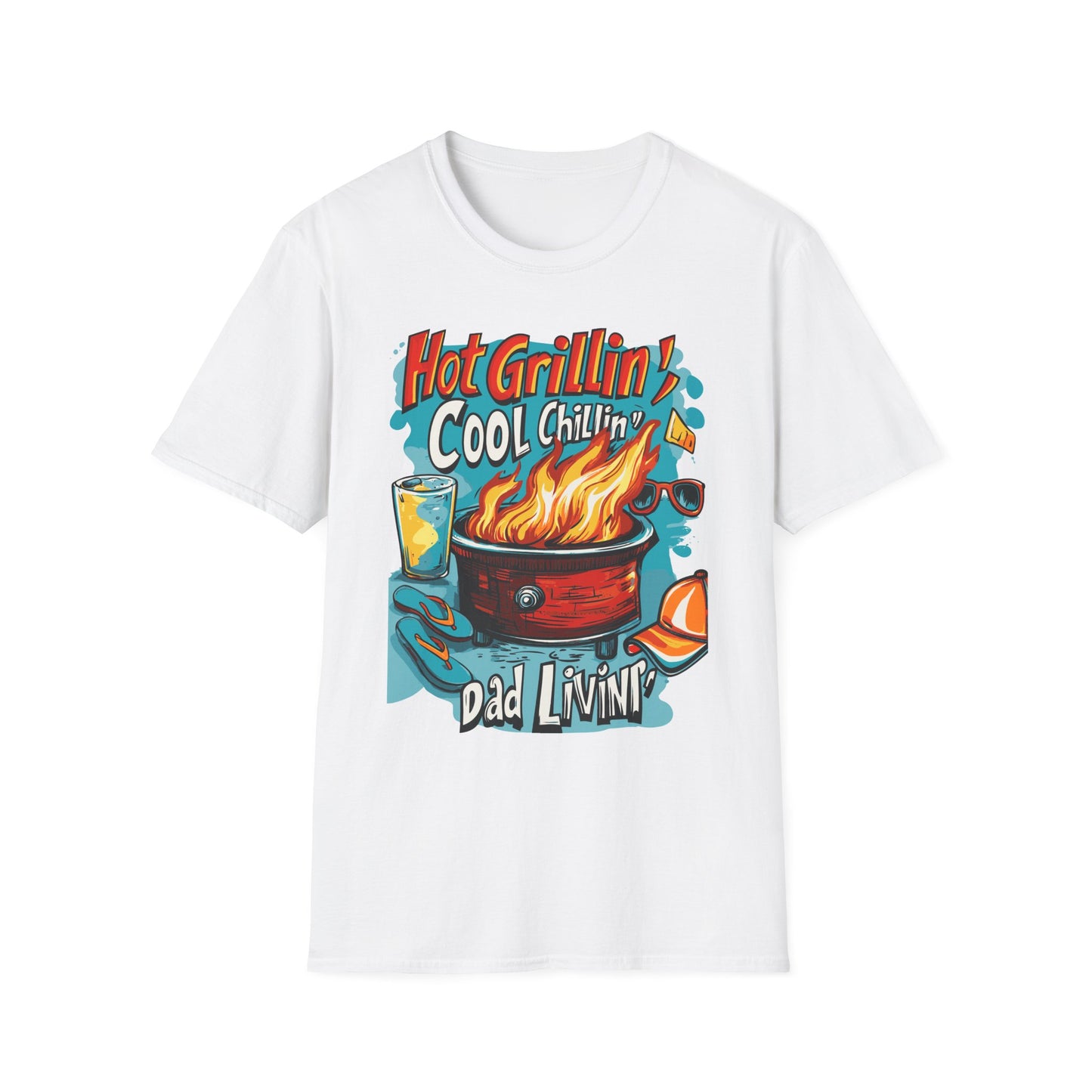 Hot Grillin Cool Chillin Cool Dad T-Shirt | Father's Day Gift | Unisex Tee for Dads | Comfortable Casual Wear | Gift for Dad | Fire Theme