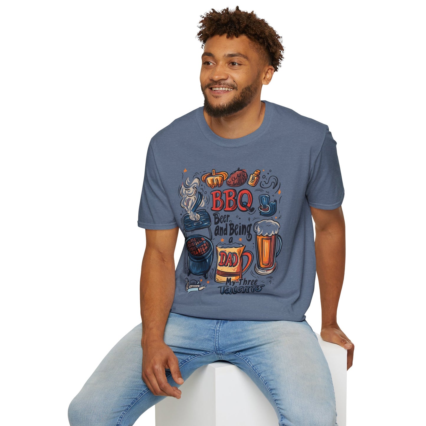 BBQ Beer and Being A Dad T-Shirt | Father's Day Gift | Unisex Tee for Dads | Comfortable Casual Wear | Gift for Dad | Fire Theme