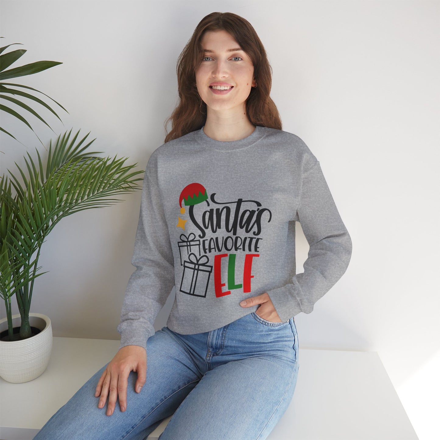 Santa's Favorite Elf Crewneck Sweatshirt, Funny Sweatshirt, Elf Christmas Shirt, Cute Sweatshirt, Christmas Slogan Shirts, Christmas Sweater