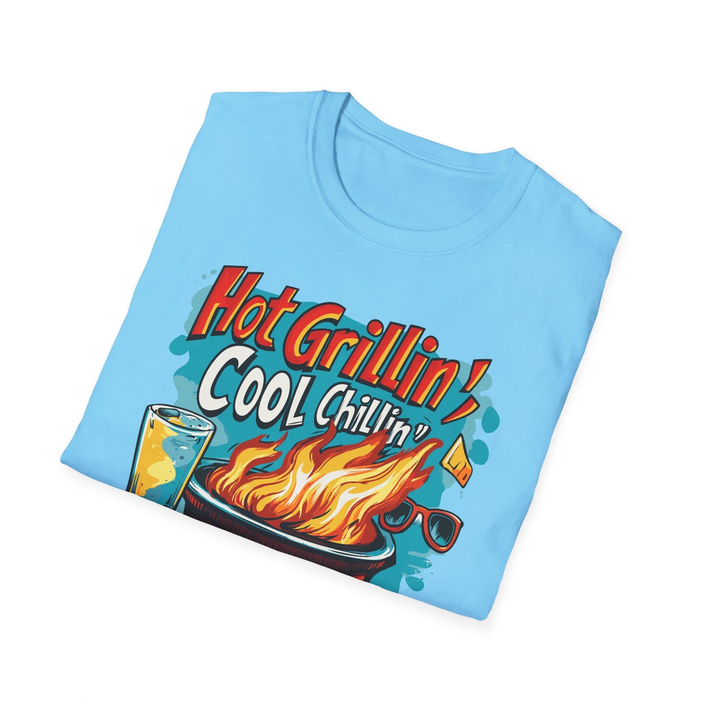 Hot Grillin Cool Chillin Cool Dad T-Shirt | Father's Day Gift | Unisex Tee for Dads | Comfortable Casual Wear | Gift for Dad | Fire Theme