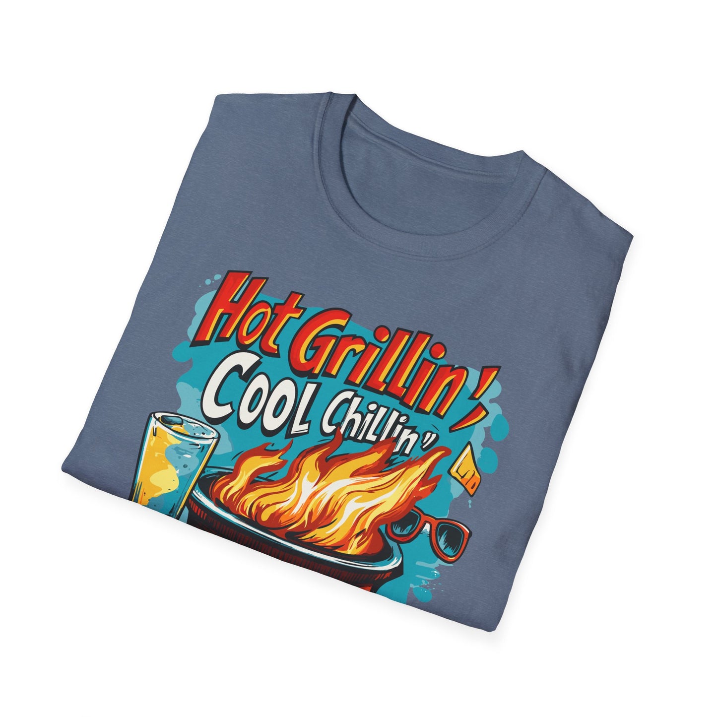 Hot Grillin Cool Chillin Cool Dad T-Shirt | Father's Day Gift | Unisex Tee for Dads | Comfortable Casual Wear | Gift for Dad | Fire Theme