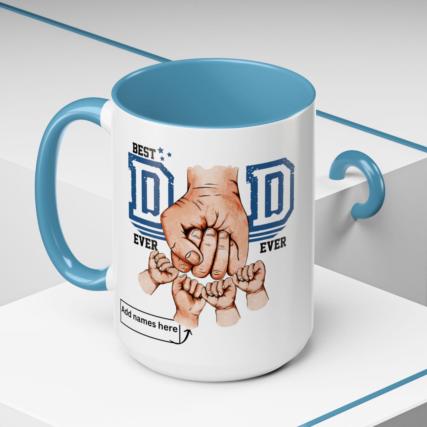 Best Dad Ever 4-kids Accent Coffee Mug | Father's Day Gift, Dad Mug, Coffee Lover Gift, Family Appreciation, Unique Drinking Cup