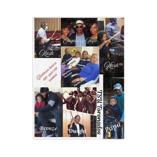 Personalized Photo Collage Velveteen Microfiber Blanket — Custom Family Memory Throw with Names