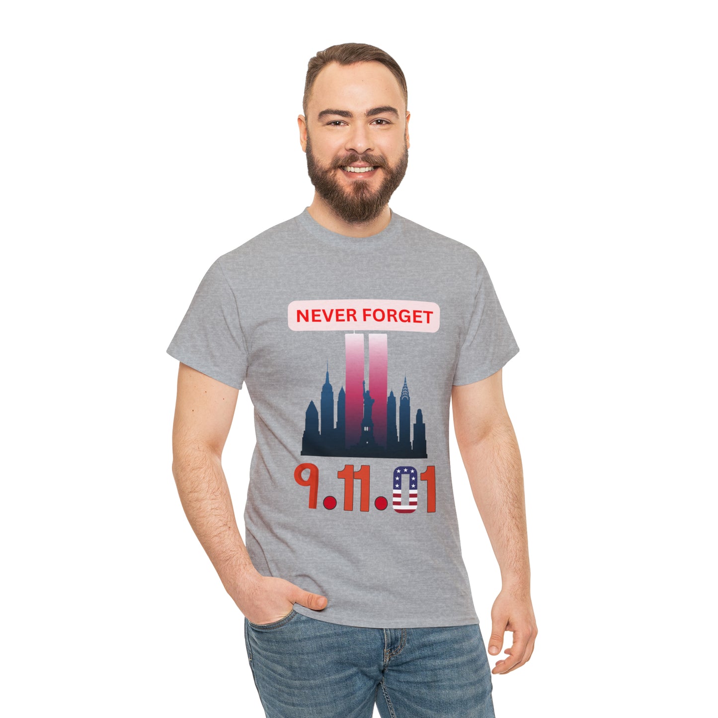 Unisex Heavy Cotton Tee- Never Forget 9/11/01