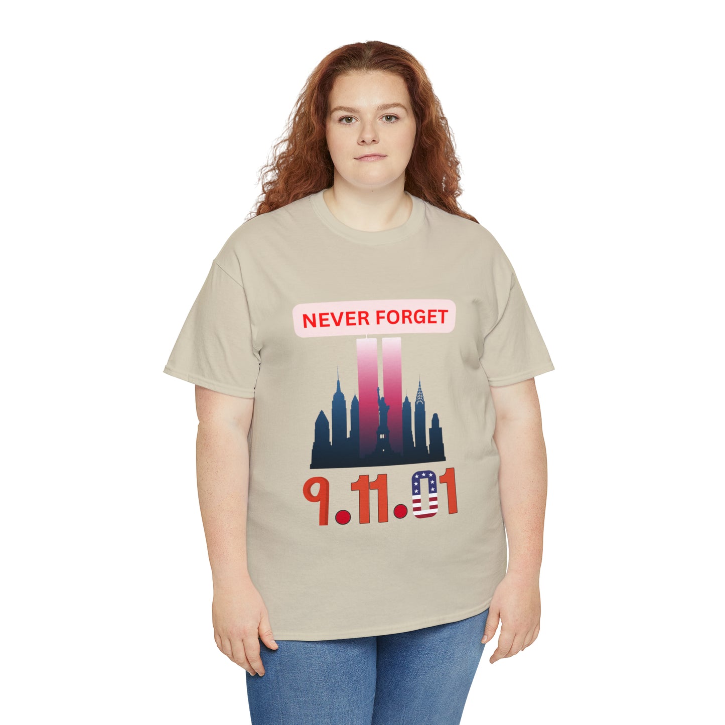 Unisex Heavy Cotton Tee- Never Forget 9/11/01