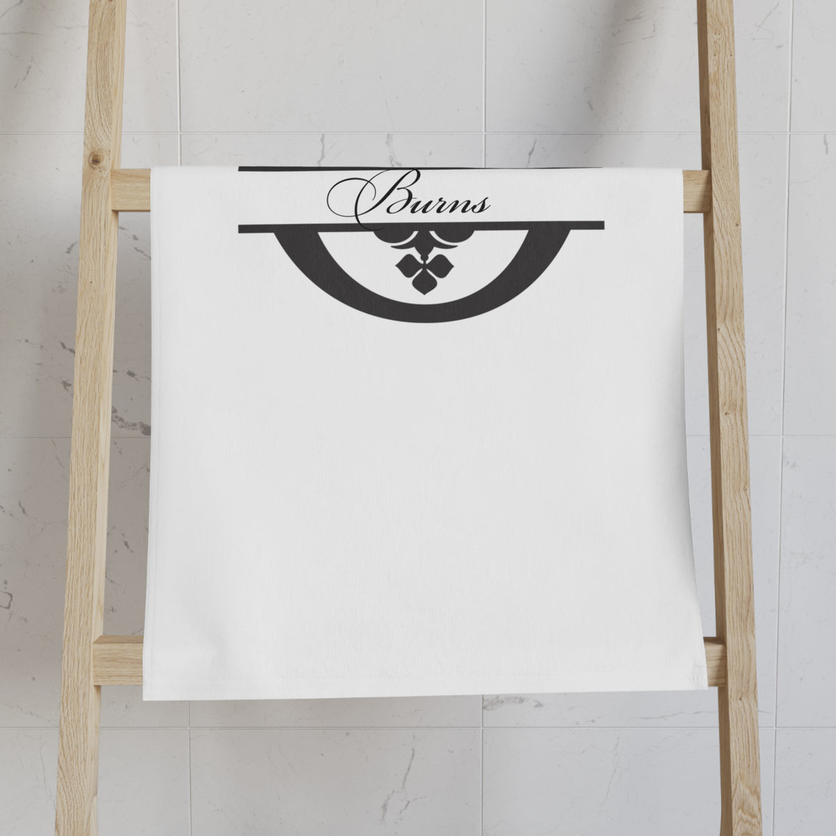 Hand Towel with Elegant Vintage “Vernis” Floral Monogram Design