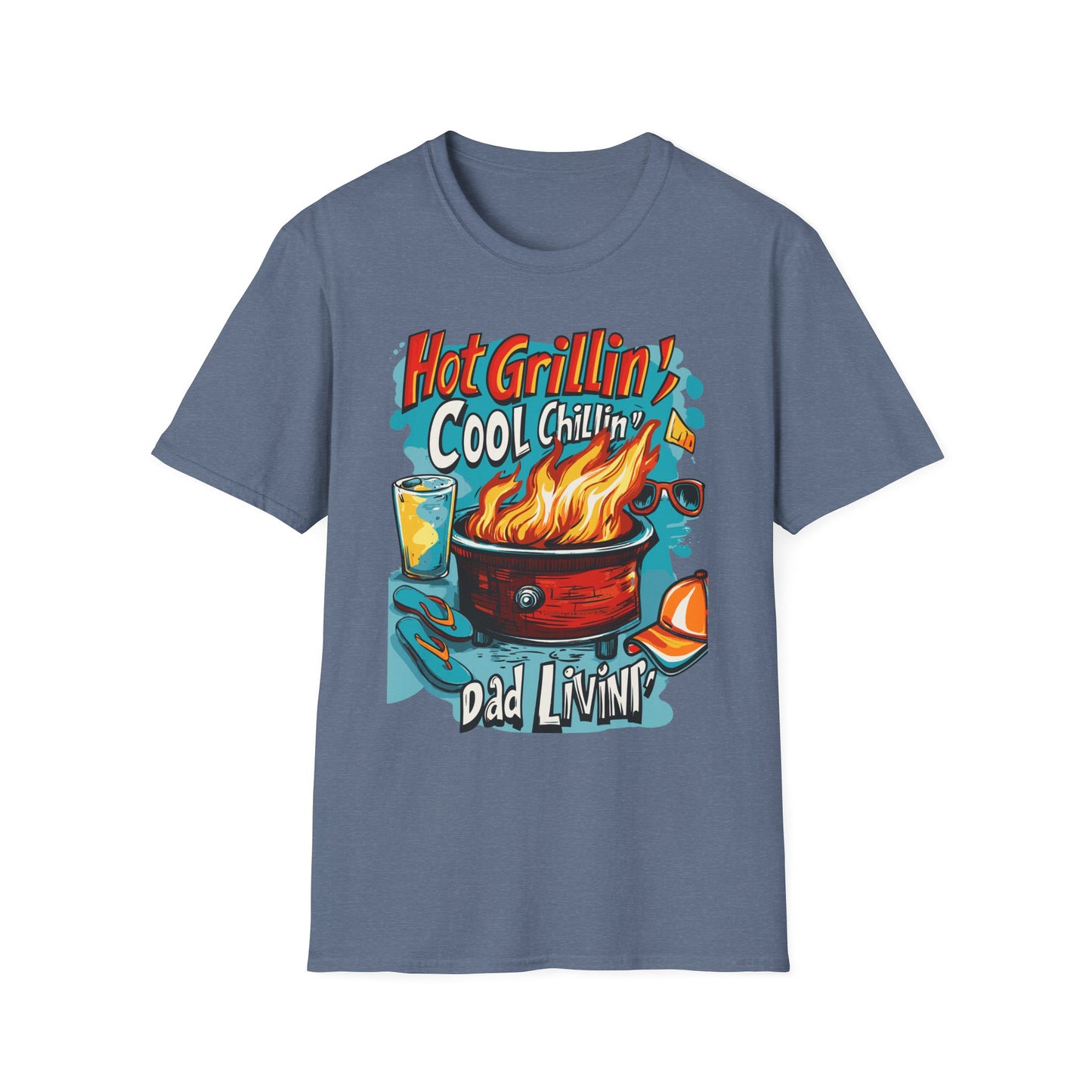 Hot Grillin Cool Chillin Cool Dad T-Shirt | Father's Day Gift | Unisex Tee for Dads | Comfortable Casual Wear | Gift for Dad | Fire Theme