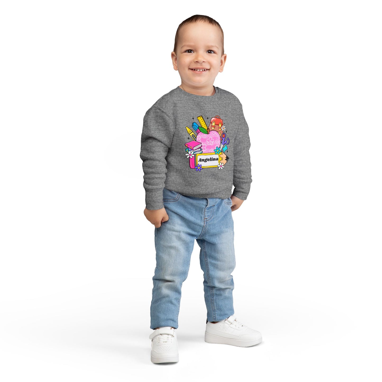 Custom name unisex alphabet sweatshirt for youth, toddlers & adults. Toddler and preschool gift, First Day Of School, fun shirt for youth