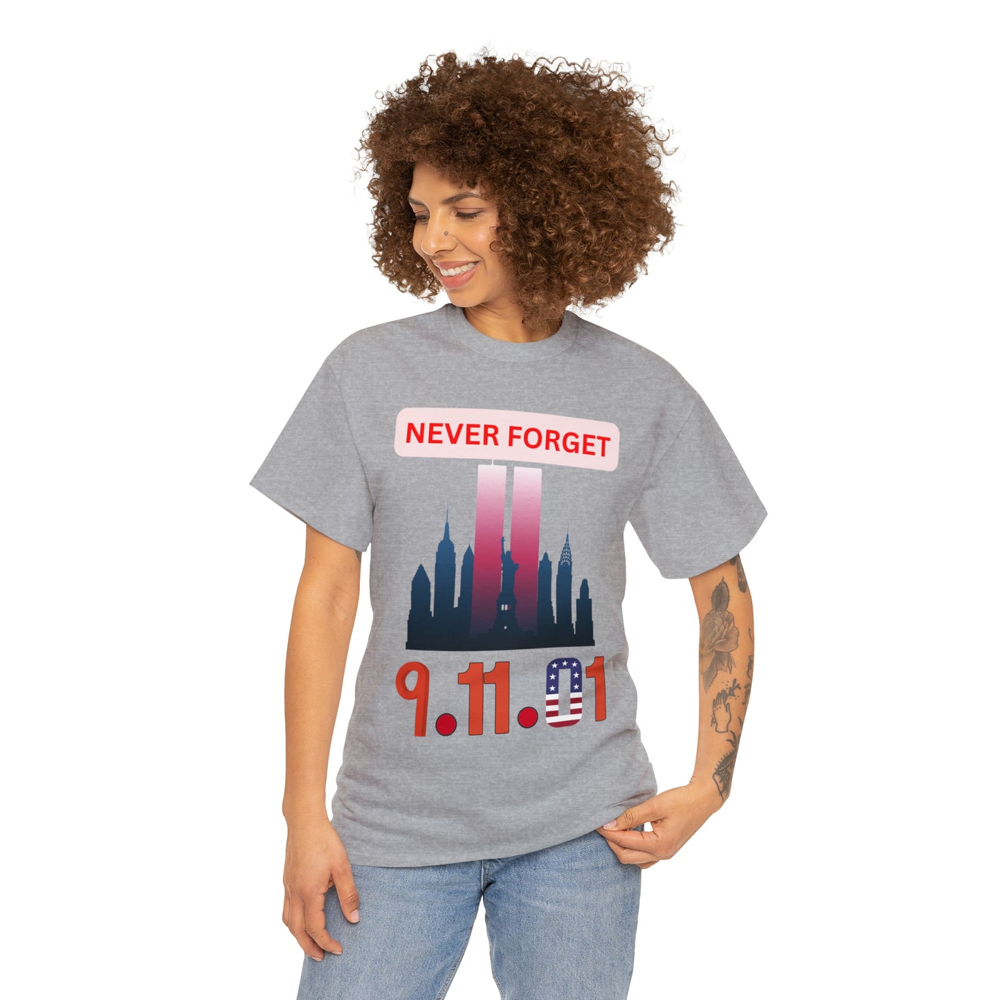 Unisex Heavy Cotton Tee- Never Forget 9/11