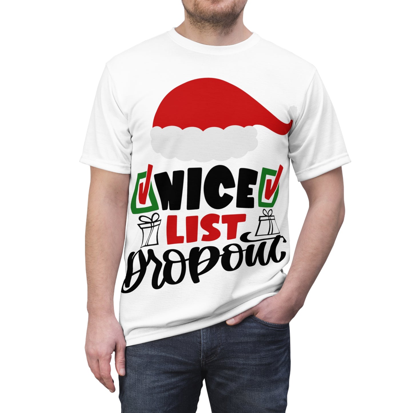 Nice List Dropout Unisex Cut & Sew Tee (AOP)