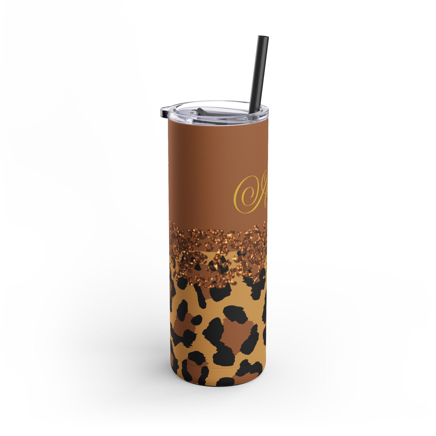 Personalized Leopard Tumbler,  20 oz Tumblers, Animal print gift, Gift for her, custom name, Skinny Matte Tumbler, 20oz