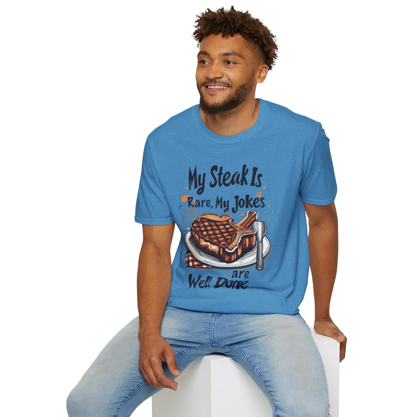 My Steak is Rare My Jokes Well Done T-Shirt | Father's Day Gift | Unisex Tee for Dads | Comfortable Casual Wear | Gift for Dad | Fire Theme