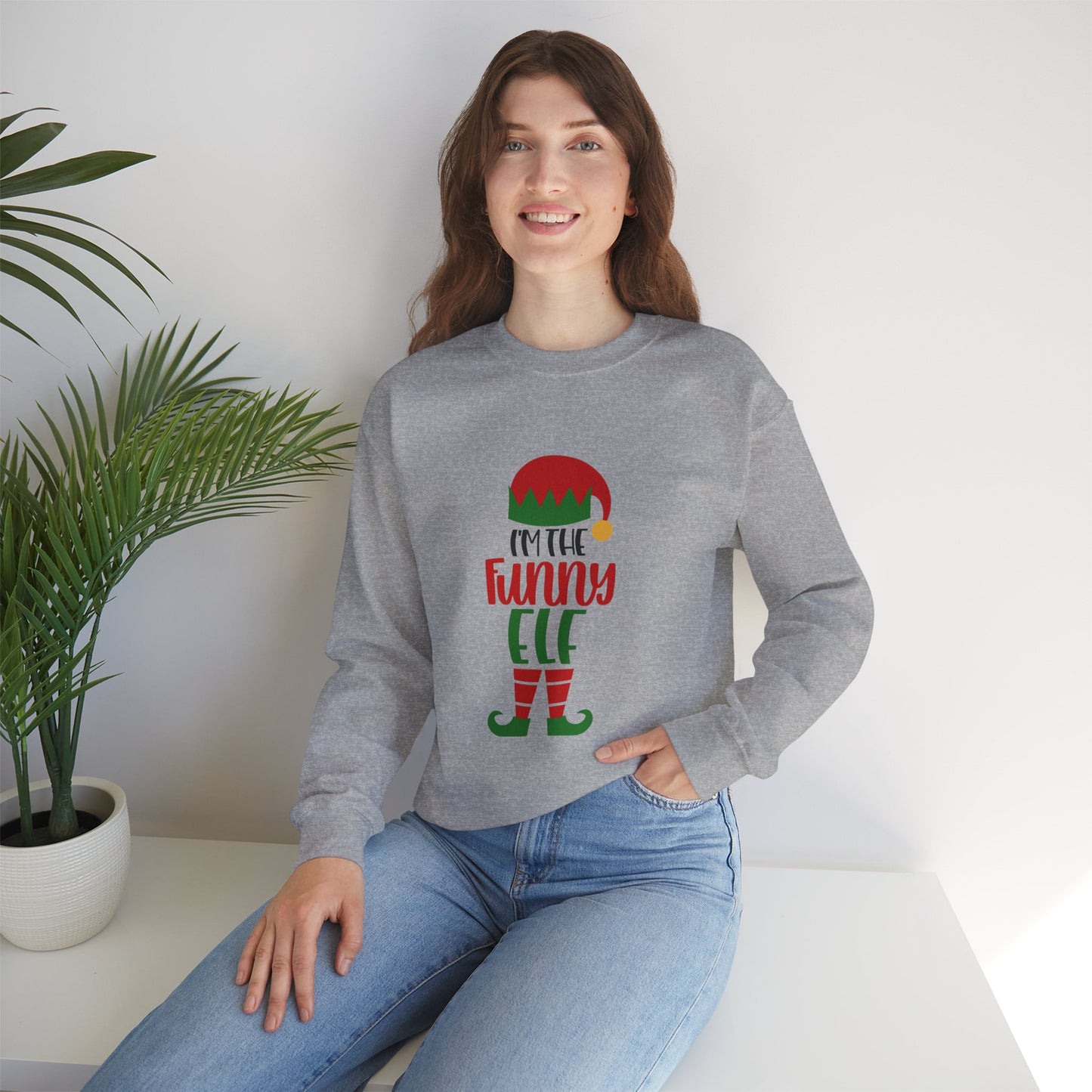 I'm the Funny Elf Unisex Heavy Blend Crewneck Sweatshirt, Funny T-shirt, Christmas Shirt, Christmas Slogan Shirts, Christmas Sweater, Santa Shirt