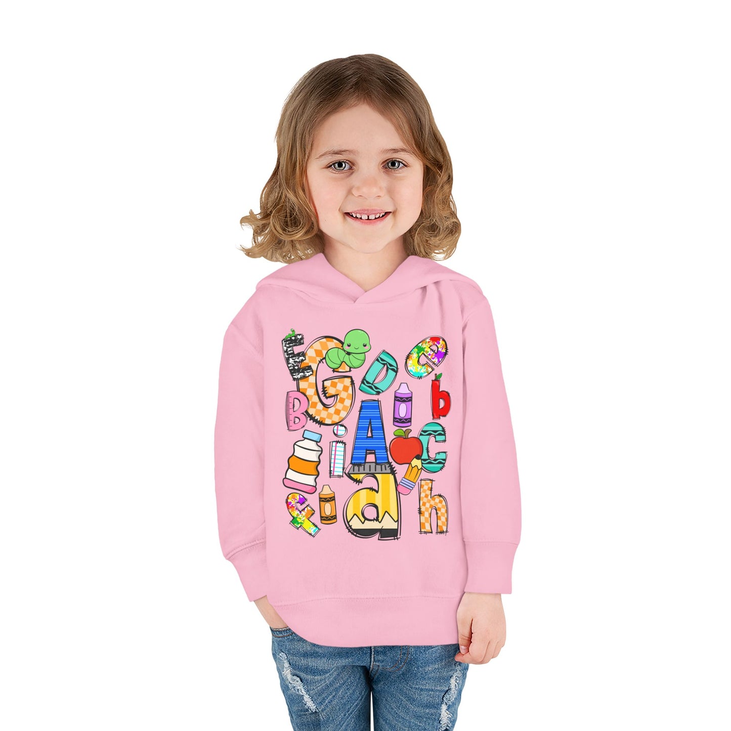 Alphabet Toddler Pullover Hoodie: Colorful Unisex Fleece Sweatshirt