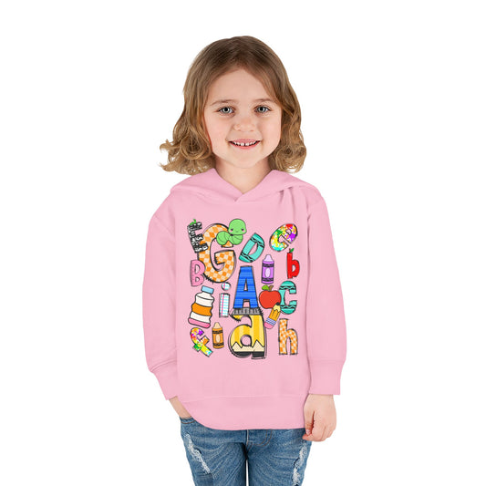 Alphabet Toddler Pullover Hoodie: Colorful Unisex Fleece Sweatshirt