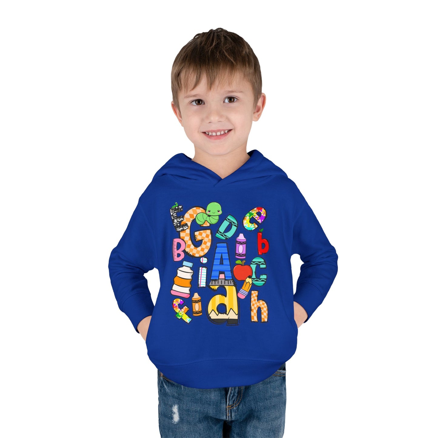 Alphabet Toddler Pullover Hoodie: Colorful Unisex Fleece Sweatshirt