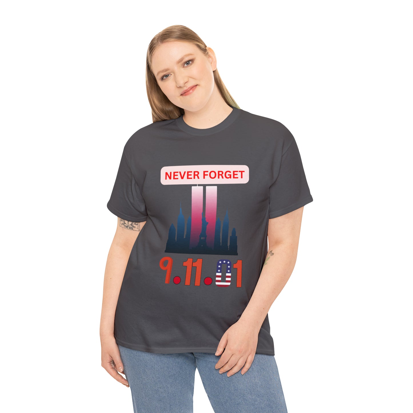 Unisex Heavy Cotton Tee- Never Forget 9/11/01