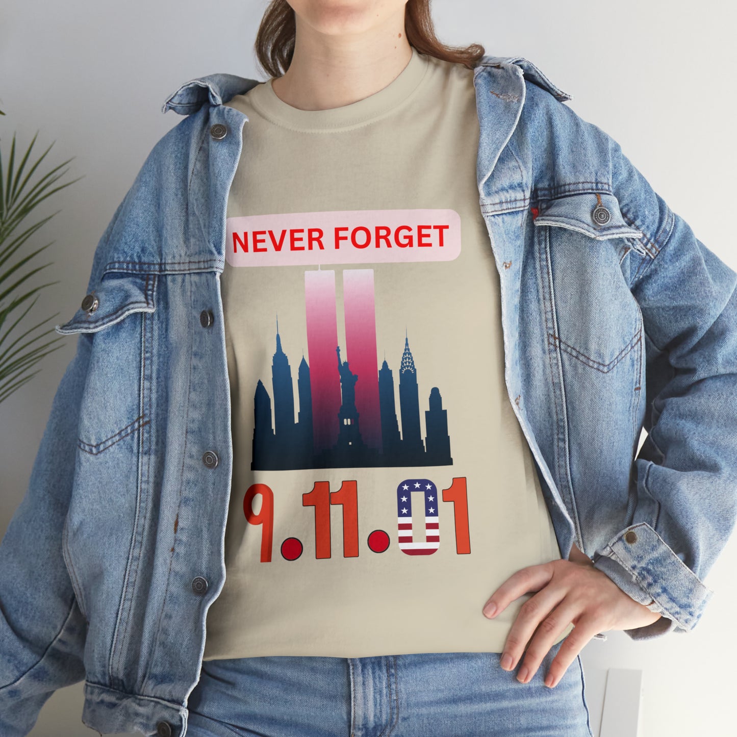 Unisex Heavy Cotton Tee- Never Forget 9/11/01