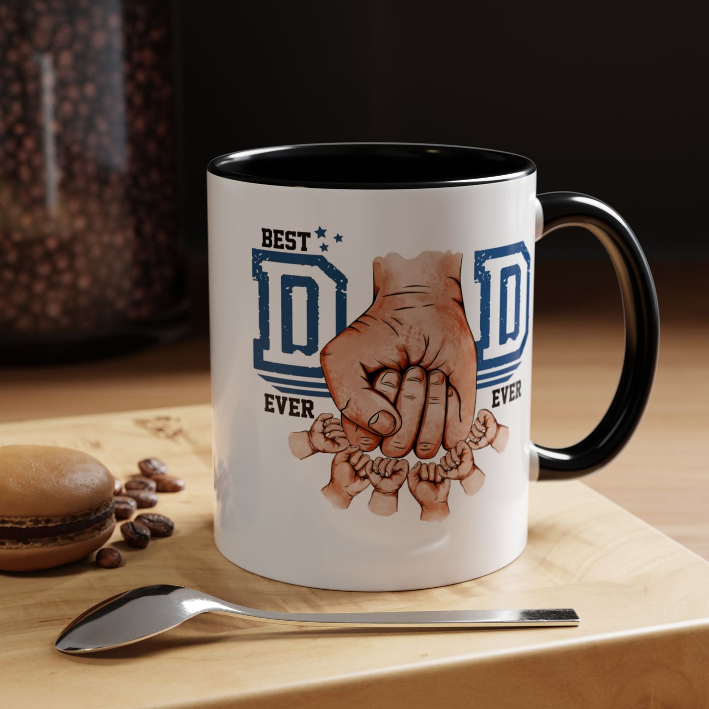 6 kids Personalized Accent Mug - Vibrant Color Contrast Coffee Mug for Coffee Lovers and Dads
